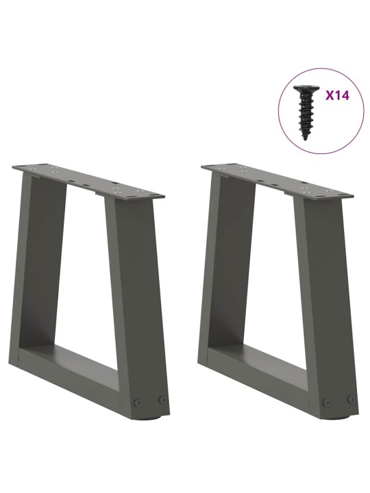 Nohy konferenčního stolku ve tvaru v 2 ks antracitové 40 x (30-31,3) cm ocelové