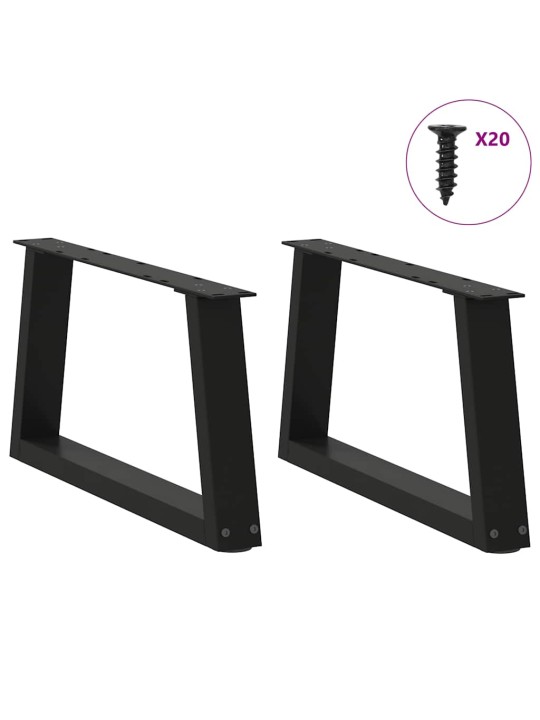 Nohy konferenčního stolku ve tvaru v, 2 ks, černé, 50 x (30-31,3) cm, ocel