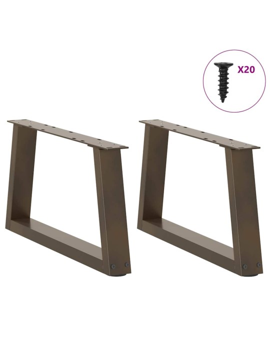 Nohy konferenčního stolku ve tvaru v, 2 ks, přírodní ocel, 50 x (30-31,3) cm, ocel