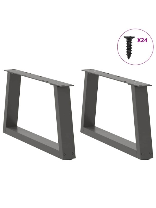 Nohy konferenčního stolku ve tvaru v 2 ks antracitové 60 x (30-31,3) cm ocelové