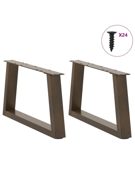 Nohy konferenčního stolku ve tvaru v, 2 ks, přírodní ocel, 70 x (30-31,3) cm, ocel