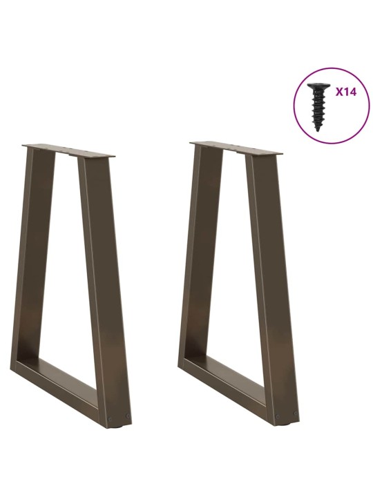 Nohy k jídelnímu stolu ve tvaru v, 2 ks, přírodní ocel, 50 x (72-73,3) cm, ocel