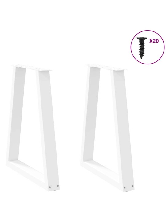 Nohy k jídelnímu stolu ve tvaru v, 2 ks, bílé, 60 x (72-73) cm, ocel