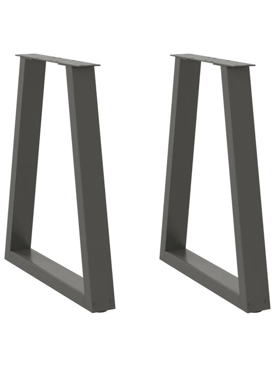 Nohy k jídelnímu stolu ve tvaru v, 2 ks, antracitové, 60 x (72-73) cm, ocel