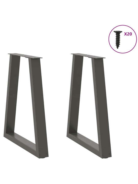 Nohy k jídelnímu stolu ve tvaru v, 2 ks, antracitové, 60 x (72-73) cm, ocel