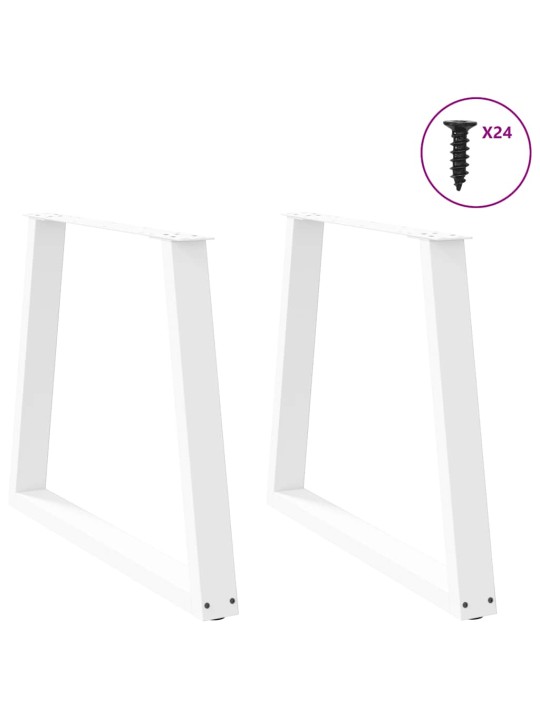 Nohy k jídelnímu stolu ve tvaru v, 2 ks, bílé, 70 x (72-73,3) cm, ocel