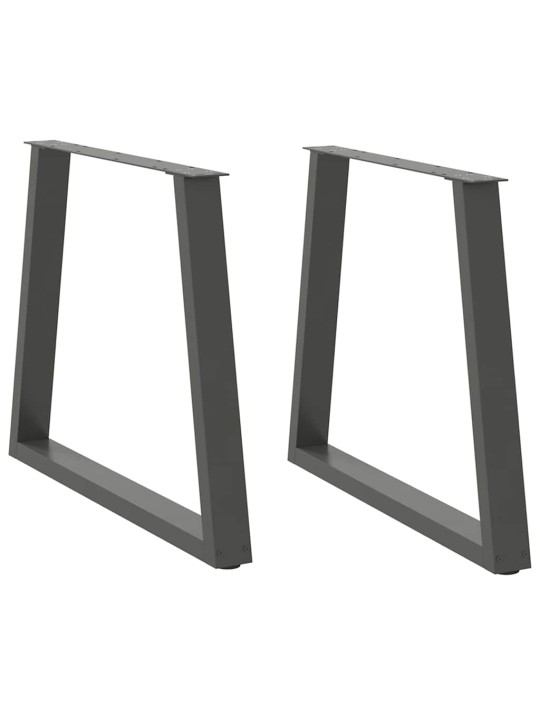 Nohy k jídelnímu stolu ve tvaru v, 2 ks, antracitové, 70 x (72-73,3) cm, ocel