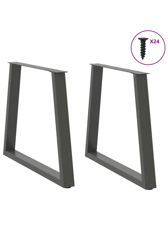 Nohy k jídelnímu stolu ve tvaru v, 2 ks, antracitové, 70 x (72-73,3) cm, ocel