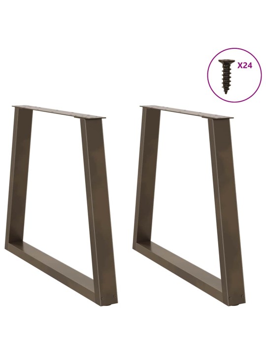 Nohy k jídelnímu stolu ve tvaru v, 2 ks, přírodní ocel, 70 x (72-73,3) cm, ocel