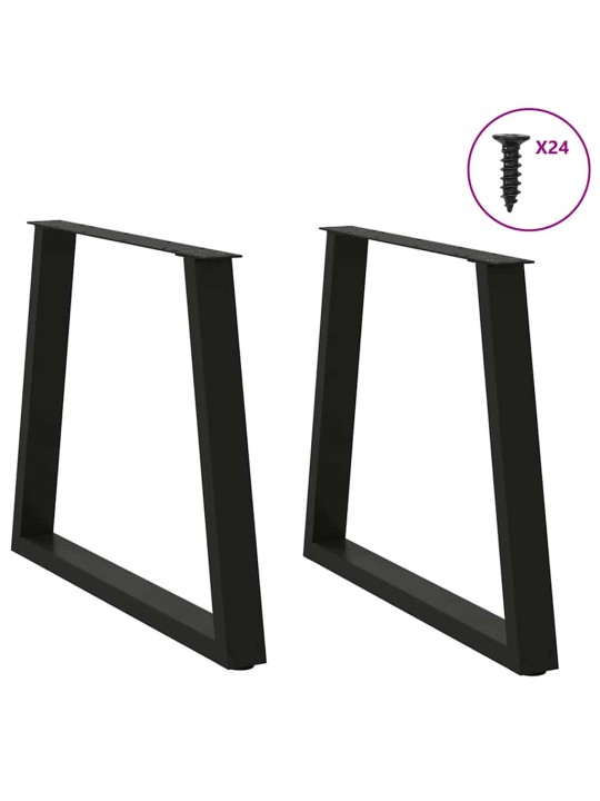 Nohy k jídelnímu stolu ve tvaru v, 2 ks, černé, 80 x (72-73,3) cm, ocel