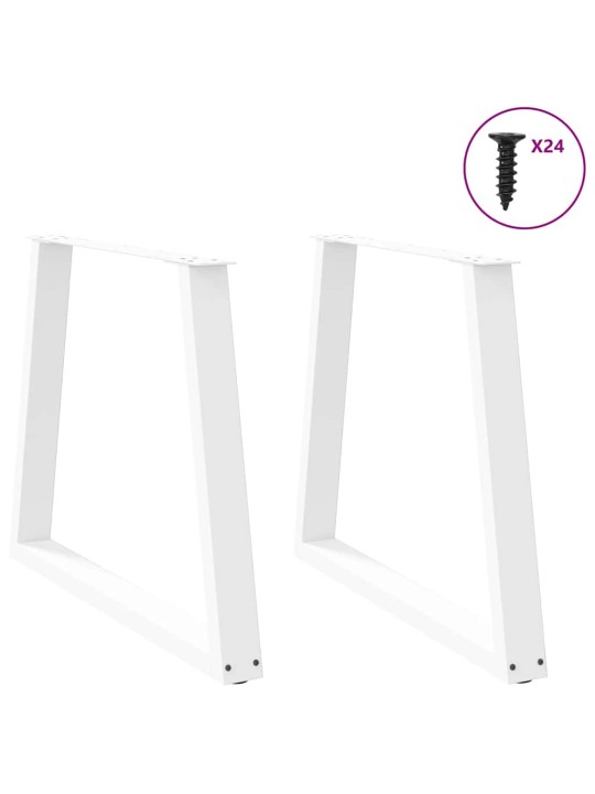 Nohy k jídelnímu stolu ve tvaru v, 2 ks, bílé, 80 x (72-73,3) cm, ocel