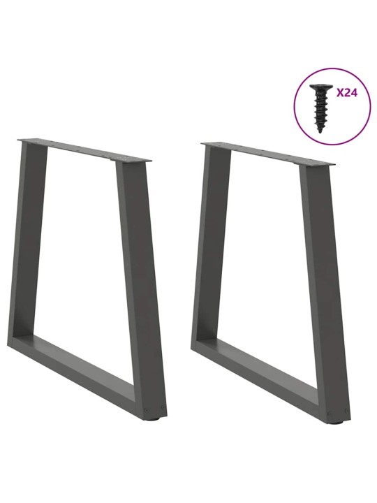 Nohy k jídelnímu stolu ve tvaru v, 2 ks, antracitové, 80 x (72-73,3) cm, ocel