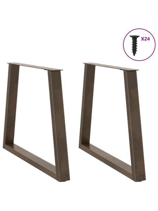 Nohy k jídelnímu stolu ve tvaru v, 2 ks, přírodní ocel, 80 x (72-73,3) cm, ocel
