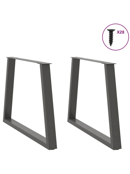 Nohy k jídelnímu stolu ve tvaru v, 2 ks, antracitové, 90 x (72-73,3) cm, ocel