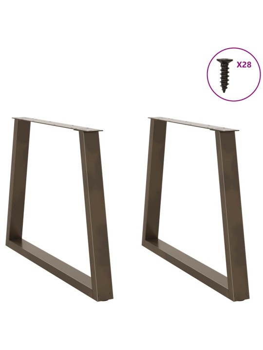 Nohy k jídelnímu stolu ve tvaru v, 2 ks, přírodní ocel, 90 x (72-73,3) cm, ocel