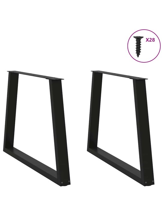 Nohy k jídelnímu stolu ve tvaru v, 2 ks, černé, 100 x (72-73,3) cm, ocel