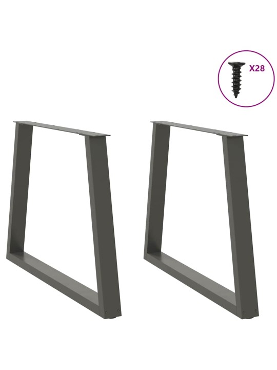 Nohy k jídelnímu stolu ve tvaru v, 2 ks, antracitové, 100 x (72-73,3) cm, ocel