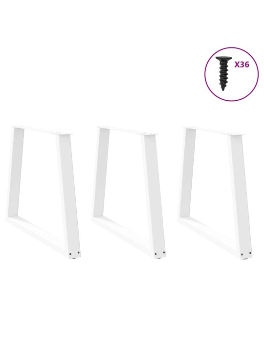 Nohy k jídelnímu stolu ve tvaru v, 3 ks, bílé, 80 x (72-73,3) cm, ocel