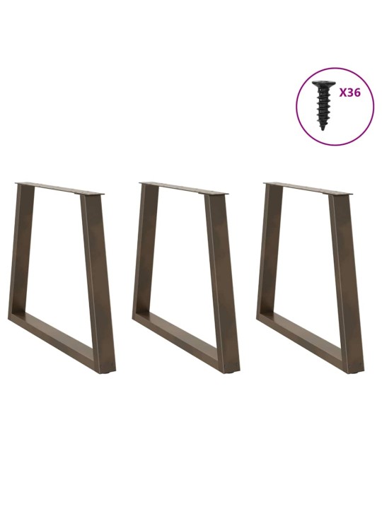 Nohy k jídelnímu stolu ve tvaru v, 3 ks, přírodní ocel, 80 x (72-73,3) cm, ocel