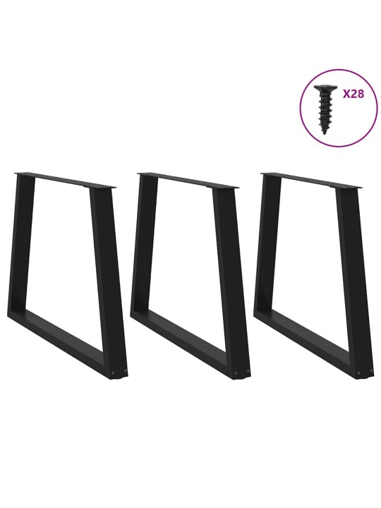 Nohy k jídelnímu stolu ve tvaru v, 3 ks, černé, 90 x (72-73,3) cm, ocel