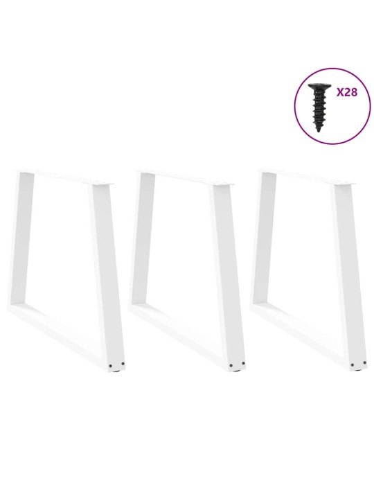 Nohy k jídelnímu stolu ve tvaru v, 3 ks, bílé, 90 x (72-73,3) cm, ocel