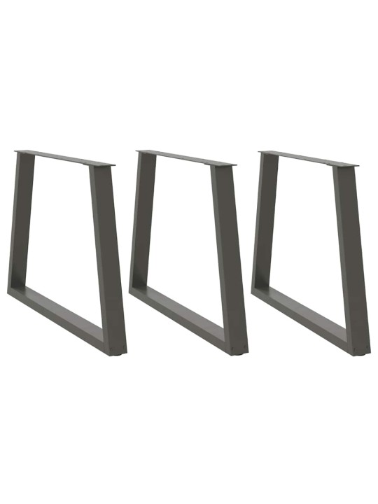 Nohy k jídelnímu stolu ve tvaru v, 3 ks, antracitové, 90 x (72-73,3) cm, ocel