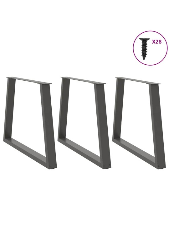 Nohy k jídelnímu stolu ve tvaru v, 3 ks, antracitové, 90 x (72-73,3) cm, ocel