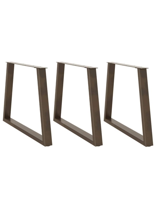 Nohy k jídelnímu stolu ve tvaru v, 3 ks, přírodní ocel, 90 x (72-73,3) cm, ocel