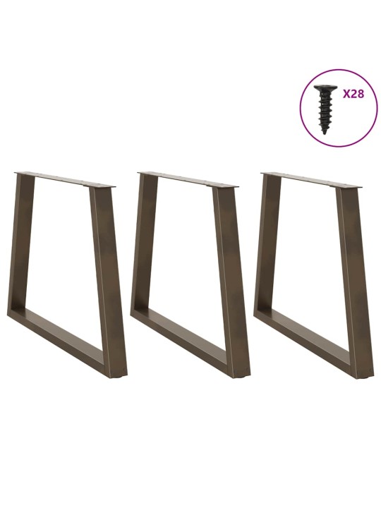 Nohy k jídelnímu stolu ve tvaru v, 3 ks, přírodní ocel, 90 x (72-73,3) cm, ocel