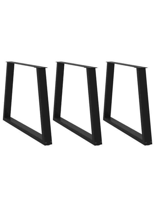 Nohy k jídelnímu stolu ve tvaru v, 3 ks, černé, 100 x (72-73,3) cm, ocel