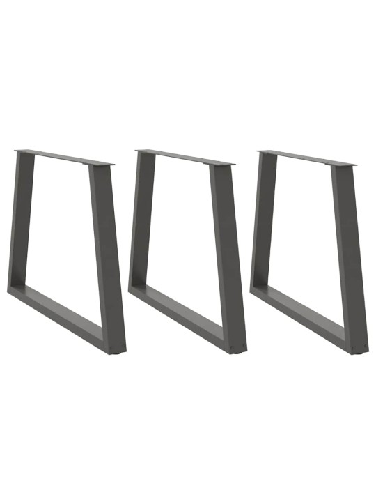 Nohy k jídelnímu stolu ve tvaru v, 3 ks, antracitové, 100 x (72-73,3) cm, ocel