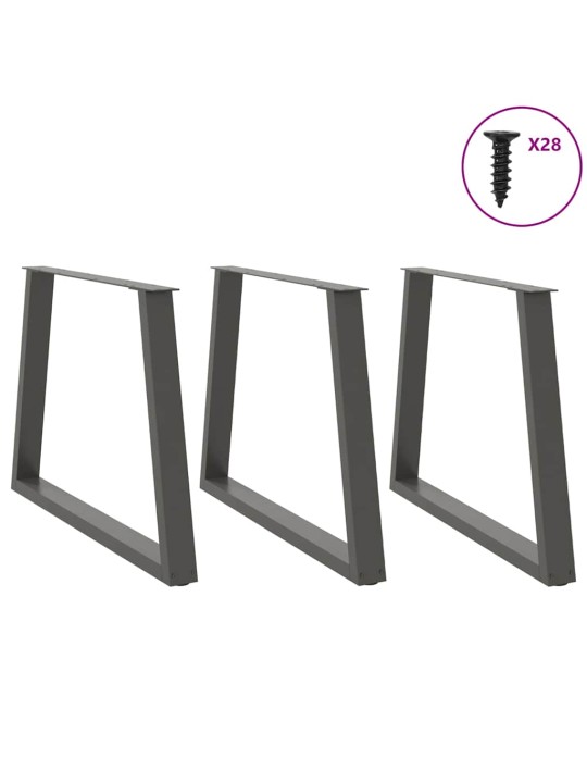 Nohy k jídelnímu stolu ve tvaru v, 3 ks, antracitové, 100 x (72-73,3) cm, ocel