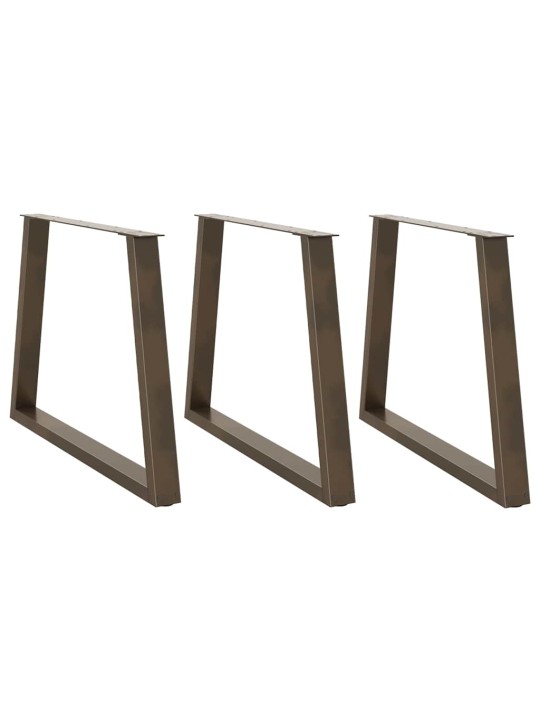 Nohy k jídelnímu stolu ve tvaru v, 3 ks, přírodní ocel, 100 x (72-73,3) cm, ocel