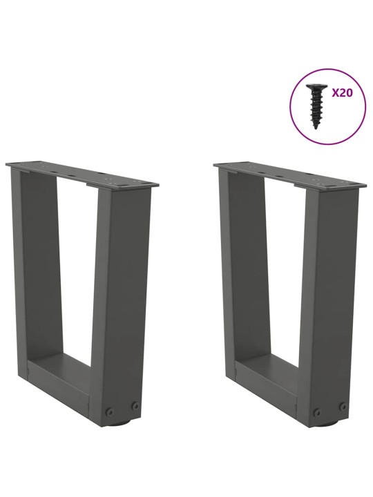 Nohy konferenčního stolku ve tvaru v 2 ks antracitové 40 x (30-31,3) cm ocelové