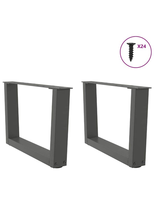 Nohy konferenčního stolku ve tvaru v 2 ks antracitové 60 x (30-31,3) cm ocelové
