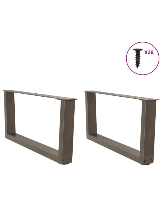 Nohy konferenčního stolku ve tvaru v, 2 ks, přírodní ocel, 70 x (30-31,3) cm, ocel