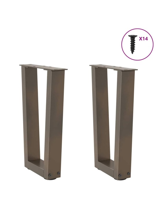 Nohy konferenčního stolku ve tvaru v, 2 ks, přírodní ocel, 28 x (42-43,3) cm, ocel