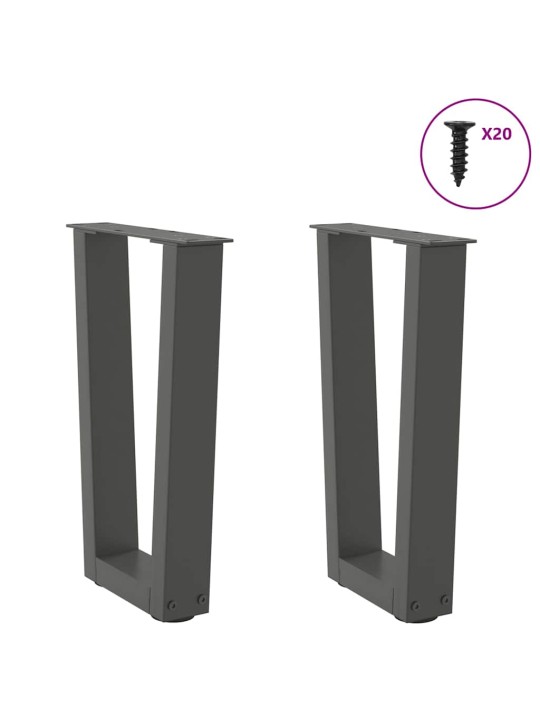 Nohy konferenčního stolku ve tvaru v 2 ks antracitové 38 x (42-43,3) cm ocelové