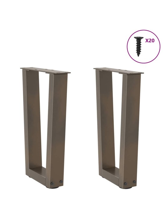 Nohy konferenčního stolku ve tvaru v, 2 ks, přírodní ocel, 38 x (42-43,3) cm, ocel