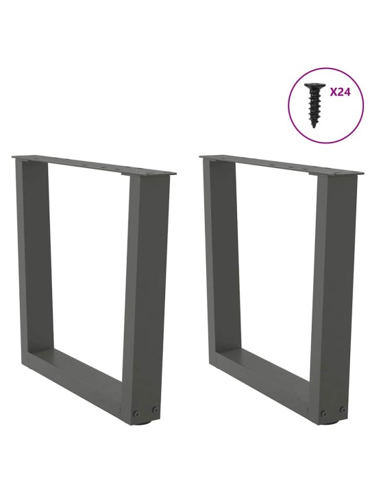 Nohy konferenčního stolku ve tvaru v 2 ks antracitové 60 x (42-43,3) cm ocelové