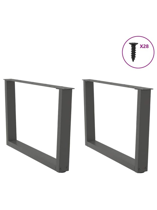 Nohy konferenčního stolku ve tvaru v 2 ks antracitové 70 x (42-43,3) cm ocelové