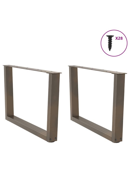 Nohy konferenčního stolku ve tvaru v, 2 ks, přírodní ocel, 70 x (42-43,3) cm, ocel