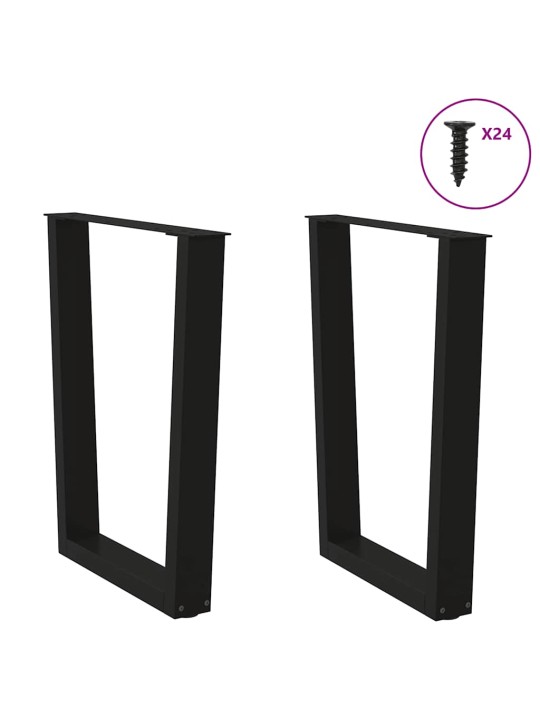 Nohy k jídelnímu stolu ve tvaru v, 2 ks, černé, 60 x (72-73,3) cm, ocel