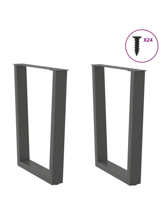 Nohy k jídelnímu stolu ve tvaru v, 2 ks, antracitové, 60 x (72-73,3) cm, ocel