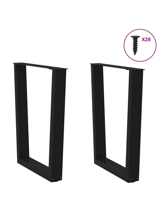 Nohy k jídelnímu stolu ve tvaru v, 2 ks, černé, 70 x (72-73,3) cm, ocel