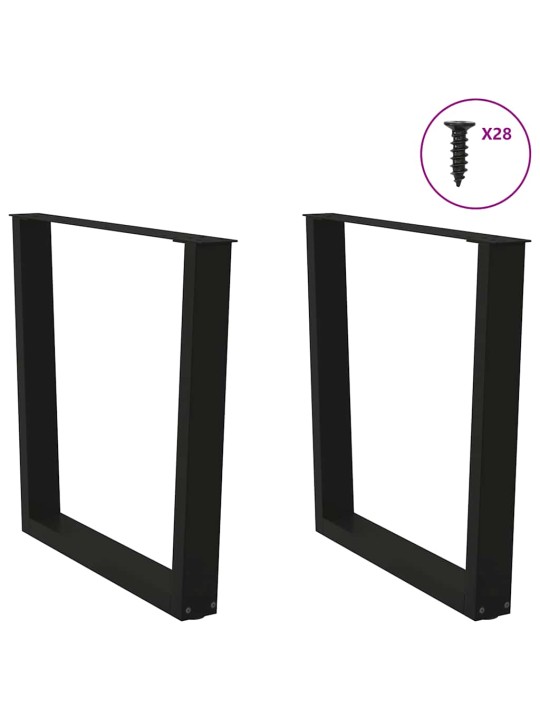 Nohy k jídelnímu stolu ve tvaru v, 2 ks, černé, 80 x (72-73,3) cm, ocel