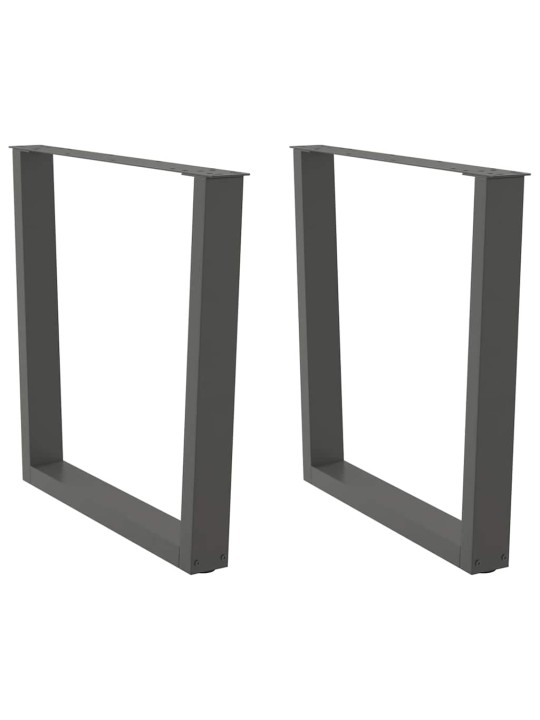 Nohy k jídelnímu stolu ve tvaru v, 2 ks, antracitové, 80 x (72-73,3) cm, ocel