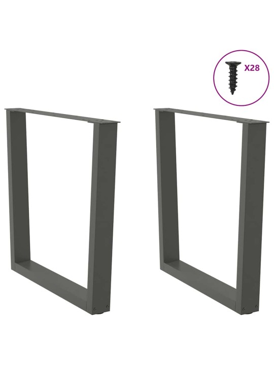 Nohy k jídelnímu stolu ve tvaru v, 2 ks, antracitové, 80 x (72-73,3) cm, ocel