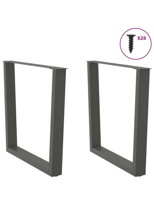 Nohy k jídelnímu stolu ve tvaru v, 2 ks, antracitové, 80 x (72-73,3) cm, ocel