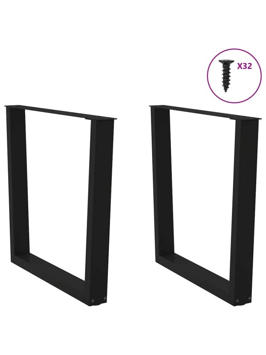 Nohy k jídelnímu stolu ve tvaru v, 2 ks, černé, 90 x (72-73,3) cm, ocel
